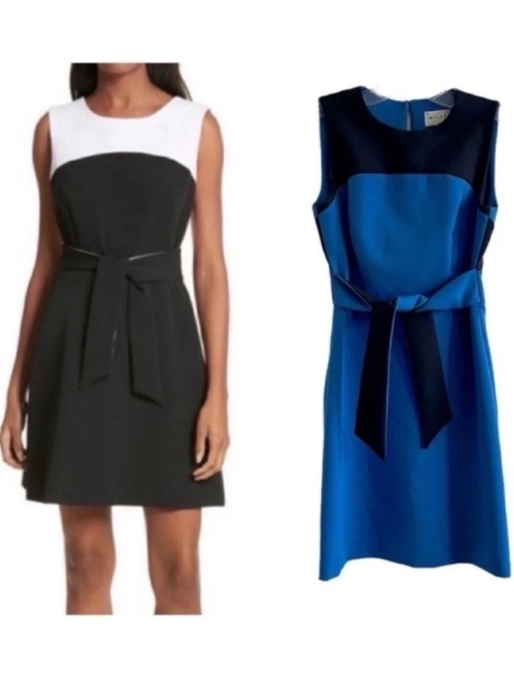 Milly Jenny Color Block Mini Dress Blue